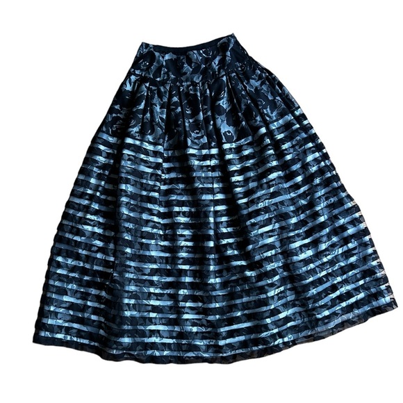 Sachin and Babi Noir Mesh Lace Overlay Maxi Skirt Black Floral Striped Size 6 - Picture 2 of 16